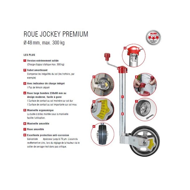 ROUE JOCKEY PRENIUM AVEC INDICATEUR DE CHARGE